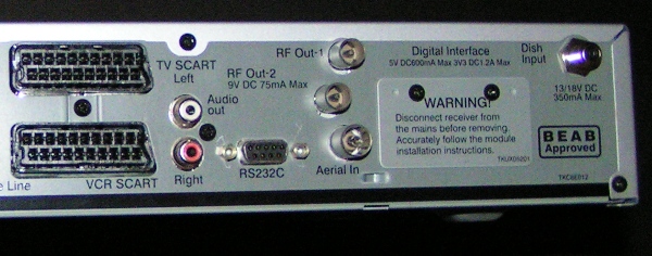 RF2 Socket on rear of Sky box (DC power for remote eye)